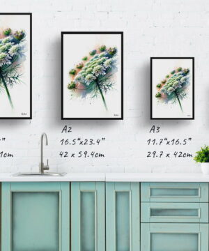 Queen Anne's lace (Daucus carota) Watercolour Painting Style Art Print - Illustration Framed Plant Wall Art 21 Queen Anne's lace (Daucus carota) Watercolour Painting Style Art Print - Illustration Framed Plant Wall Art - Image 8