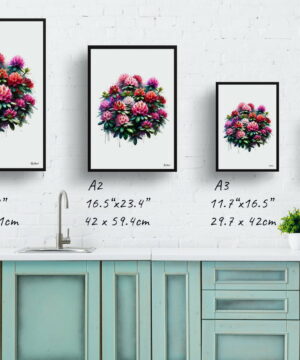 Rhododendron (Azalea) Watercolour Painting Style Art Print - Illustration Framed Plant Wall Art 25 Rhododendron (Azalea) Watercolour Painting Style Art Print - Illustration Framed Plant Wall Art - Image 12