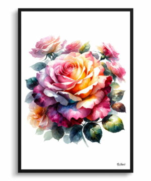 Rose (Rosa) Watercolour Painting Style Art Print - Illustration Framed Plant Wall Art 22 Rose (Rosa) Watercolour Painting Style Art Print - Illustration Framed Plant Wall Art - Image 9