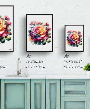 Rose (Rosa) Watercolour Painting Style Art Print - Illustration Framed Plant Wall Art 25 Rose (Rosa) Watercolour Painting Style Art Print - Illustration Framed Plant Wall Art - Image 12