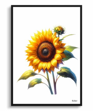 Sunflower (Helianthus annuus) Watercolour Painting Style Art Print - Illustration Framed Plant Wall Art 22 Sunflower (Helianthus annuus) Watercolour Painting Style Art Print - Illustration Framed Plant Wall Art - Image 9
