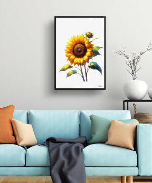 Sunflower (Helianthus annuus) Watercolour Painting Style Art Print - Illustration Framed Plant Wall Art 19 Sunflower (Helianthus annuus) Watercolour Painting Style Art Print - Illustration Framed Plant Wall Art - Image 6