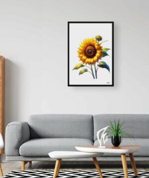 Sunflower (Helianthus annuus) Watercolour Painting Style Art Print - Illustration Framed Plant Wall Art 24 Sunflower (Helianthus annuus) Watercolour Painting Style Art Print - Illustration Framed Plant Wall Art - Image 11