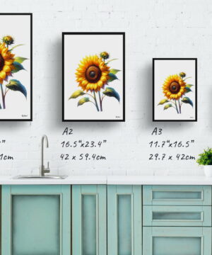 Sunflower (Helianthus annuus) Watercolour Painting Style Art Print - Illustration Framed Plant Wall Art 21 Sunflower (Helianthus annuus) Watercolour Painting Style Art Print - Illustration Framed Plant Wall Art - Image 8