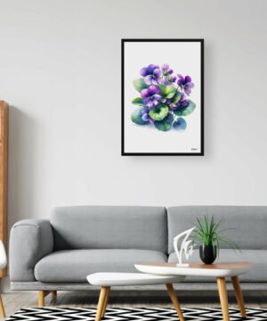 Sweet Violet (Viola odorata) Watercolour Painting Style Art Print - Illustration Framed Plant Wall Art 24 Sweet Violet (Viola odorata) Watercolour Painting Style Art Print - Illustration Framed Plant Wall Art - Image 11