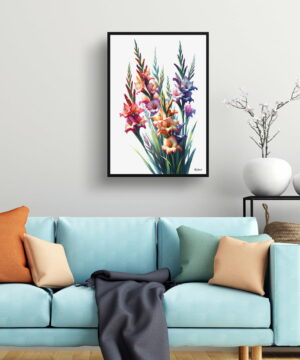 Sword lilies (Gladiolus) Watercolour Painting Style Art Print - Illustration Framed Plant Wall Art 19 Sword lilies (Gladiolus) Watercolour Painting Style Art Print - Illustration Framed Plant Wall Art - Image 6