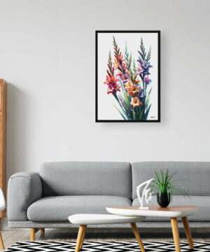 Sword lilies (Gladiolus) Watercolour Painting Style Art Print - Illustration Framed Plant Wall Art 24 Sword lilies (Gladiolus) Watercolour Painting Style Art Print - Illustration Framed Plant Wall Art - Image 11