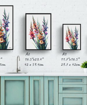Sword lilies (Gladiolus) Watercolour Painting Style Art Print - Illustration Framed Plant Wall Art 25 Sword lilies (Gladiolus) Watercolour Painting Style Art Print - Illustration Framed Plant Wall Art - Image 12