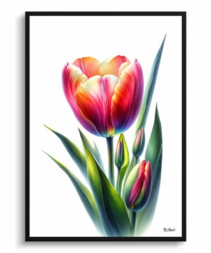 Tulip (Tulipa) Watercolour Painting Style Art Print - Illustration Framed Plant Wall Art 22 Tulip (Tulipa) Watercolour Painting Style Art Print - Illustration Framed Plant Wall Art - Image 9