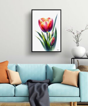 Tulip (Tulipa) Watercolour Painting Style Art Print - Illustration Framed Plant Wall Art 19 Tulip (Tulipa) Watercolour Painting Style Art Print - Illustration Framed Plant Wall Art - Image 6