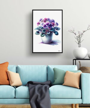 African Violet (Saintpaulia Ionantha) Watercolour Style Art Print - Illustration Painting Framed Plant Wall Art 19 African Violet (Saintpaulia Ionantha) Watercolour Style Art Print - Illustration Painting Framed Plant Wall Art - Image 6