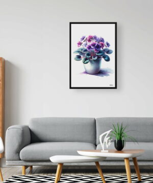 African Violet (Saintpaulia Ionantha) Watercolour Style Art Print - Illustration Painting Framed Plant Wall Art 20 African Violet (Saintpaulia Ionantha) Watercolour Style Art Print - Illustration Painting Framed Plant Wall Art - Image 7