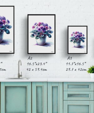 African Violet (Saintpaulia Ionantha) Watercolour Style Art Print - Illustration Painting Framed Plant Wall Art 21 African Violet (Saintpaulia Ionantha) Watercolour Style Art Print - Illustration Painting Framed Plant Wall Art - Image 8