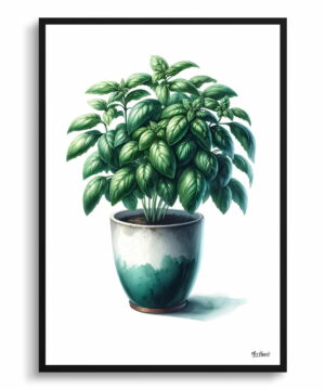 Basil (Ocimum Basilicum) Watercolour Style Art Print - Illustration Painting Framed Plant Wall Art 18 Basil (Ocimum Basilicum) Watercolour Style Art Print - Illustration Painting Framed Plant Wall Art - Image 5