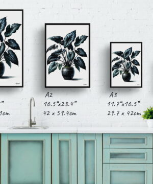Black Velvet Alocasia (Alocasia Reginula) Watercolour Style Art Print - Illustration Painting Framed Plant Wall Art 25 Black Velvet Alocasia (Alocasia Reginula) Watercolour Style Art Print - Illustration Painting Framed Plant Wall Art - Image 12