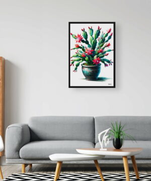 Christmas cactus (Schlumbergera x buckleyi) Watercolour Style Art Print - Illustration Painting Framed Plant Wall Art - Image 11