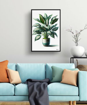 Dumb Cane Plant (Dieffenbachia) Watercolour Style Art Print - Illustration Painting Framed Plant Wall Art 19 Dumb Cane Plant (Dieffenbachia) Watercolour Style Art Print - Illustration Painting Framed Plant Wall Art - Image 6