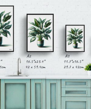 Dumb Cane Plant (Dieffenbachia) Watercolour Style Art Print - Illustration Painting Framed Plant Wall Art 25 Dumb Cane Plant (Dieffenbachia) Watercolour Style Art Print - Illustration Painting Framed Plant Wall Art - Image 12