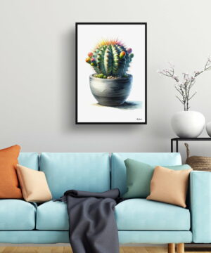 Dwarf Turks Cap Cactus (Melocactus matanzanus) Watercolour Style Art Print - Illustration Painting Framed Plant Wall Art 19 Dwarf Turks Cap Cactus (Melocactus matanzanus) Watercolour Style Art Print - Illustration Painting Framed Plant Wall Art - Image 6