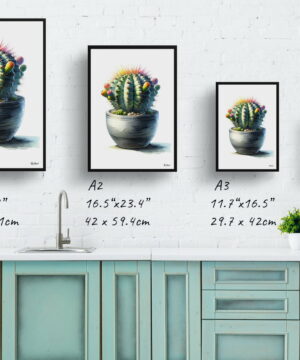 Dwarf Turks Cap Cactus (Melocactus matanzanus) Watercolour Style Art Print - Illustration Painting Framed Plant Wall Art 25 Dwarf Turks Cap Cactus (Melocactus matanzanus) Watercolour Style Art Print - Illustration Painting Framed Plant Wall Art - Image 12