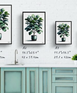 Fiddle Leaf Fig (Ficus Lyrata) Watercolour Style Art Print - Illustration Painting Framed Plant Wall Art 21 Fiddle Leaf Fig (Ficus Lyrata) Watercolour Style Art Print - Illustration Painting Framed Plant Wall Art - Image 8