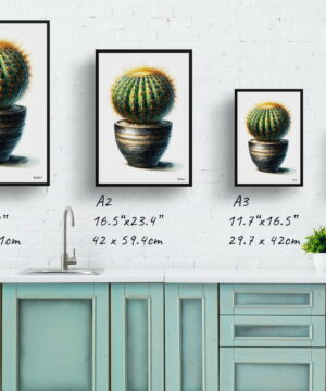 Golden Barrel Cactus (Echinocactus grusonii) Watercolour Style Art Print - Illustration Painting Framed Plant Wall Art 25 Golden Barrel Cactus (Echinocactus grusonii) Watercolour Style Art Print - Illustration Painting Framed Plant Wall Art - Image 12