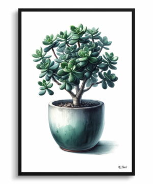 Jade Plant (Crassula Ovata) Watercolour Style Art Print - Illustration Painting Framed Plant Wall Art 18 Jade Plant (Crassula Ovata) Watercolour Style Art Print - Illustration Painting Framed Plant Wall Art - Image 5