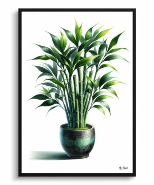 Lucky Bamboo (Dracaena Sanderiana) Watercolour Style Art Print - Illustration Painting Framed Plant Wall Art 18 Lucky Bamboo (Dracaena Sanderiana) Watercolour Style Art Print - Illustration Painting Framed Plant Wall Art - Image 5