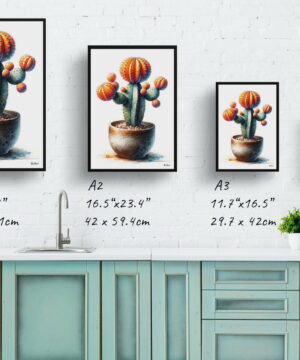 Moon Cactus (Gymnocalycium Mihanovichii ) Watercolour Style Art Print - Illustration Painting Framed Plant Wall Art 21 Moon Cactus (Gymnocalycium Mihanovichii ) Watercolour Style Art Print - Illustration Painting Framed Plant Wall Art - Image 8