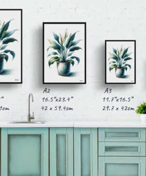 Peace Lily (Spathiphyllum wallisii) Watercolour Style Art Print - Illustration Painting Framed Plant Wall Art 25 Peace Lily (Spathiphyllum wallisii) Watercolour Style Art Print - Illustration Painting Framed Plant Wall Art - Image 12