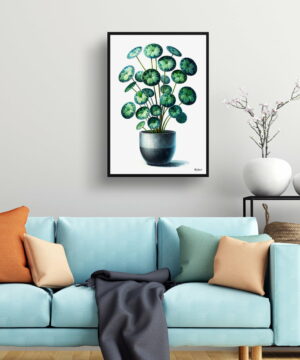 Pilea (Pilea Peperomioides) Watercolour Style Art Print - Illustration Painting Framed Plant Wall Art 19 Pilea (Pilea Peperomioides) Watercolour Style Art Print - Illustration Painting Framed Plant Wall Art - Image 6