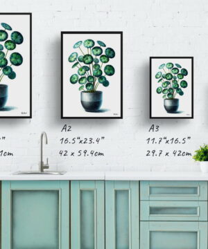 Pilea (Pilea Peperomioides) Watercolour Style Art Print - Illustration Painting Framed Plant Wall Art 21 Pilea (Pilea Peperomioides) Watercolour Style Art Print - Illustration Painting Framed Plant Wall Art - Image 8