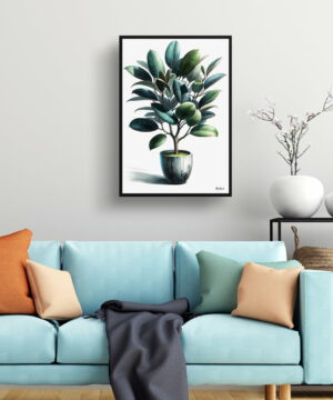 Rubber Plant (Ficus Elastica) Watercolour Style Art Print - Illustration Painting Framed Plant Wall Art 19 Rubber Plant (Ficus Elastica) Watercolour Style Art Print - Illustration Painting Framed Plant Wall Art - Image 6