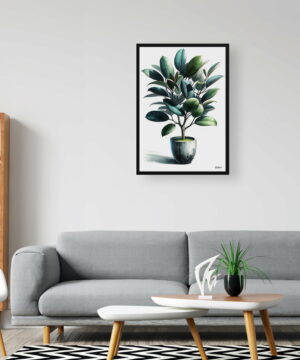 Rubber Plant (Ficus Elastica) Watercolour Style Art Print - Illustration Painting Framed Plant Wall Art 20 Rubber Plant (Ficus Elastica) Watercolour Style Art Print - Illustration Painting Framed Plant Wall Art - Image 7