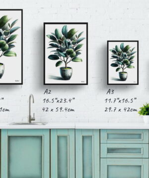 Rubber Plant (Ficus Elastica) Watercolour Style Art Print - Illustration Painting Framed Plant Wall Art 25 Rubber Plant (Ficus Elastica) Watercolour Style Art Print - Illustration Painting Framed Plant Wall Art - Image 12