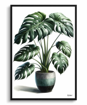 Swiss cheese plant (Monstera deliciosa) Watercolour Style Art Print - Illustration Painting Framed Plant Wall Art 18 Swiss cheese plant (Monstera deliciosa) Watercolour Style Art Print - Illustration Painting Framed Plant Wall Art - Image 5