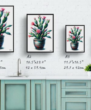 Thanksgiving Cactus (Schlumbergera truncata) Watercolour Style Art Print - Illustration Painting Framed Plant Wall Art 21 Thanksgiving Cactus (Schlumbergera truncata) Watercolour Style Art Print - Illustration Painting Framed Plant Wall Art - Image 8