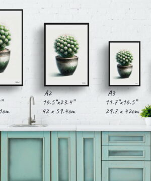 Thimble Cactus (Mammillaria gracilis fragilis) Watercolour Style Art Print - Illustration Painting Framed Plant Wall Art 21 Thimble Cactus (Mammillaria gracilis fragilis) Watercolour Style Art Print - Illustration Painting Framed Plant Wall Art - Image 8